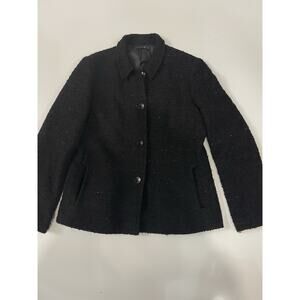 Lafayette 148 New York Wool Blend Jacket Blazer Women Size 10 Black Luxury